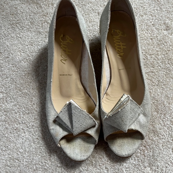 Linen, wedge open toe shoes - Picture 2 of 3